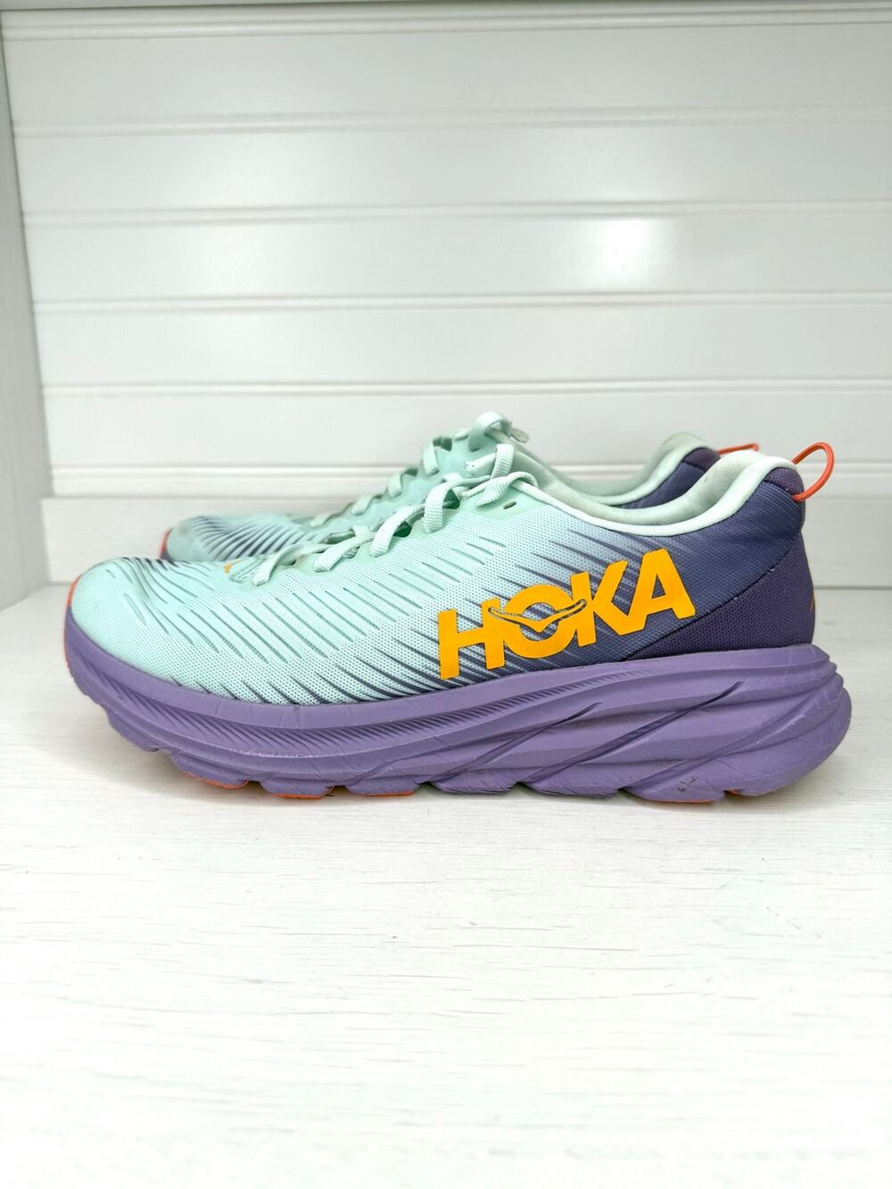 HOKA Rincon 3 Women’s 8.5 B Running Shoes Blue Purple Orange 1119396 BGCV